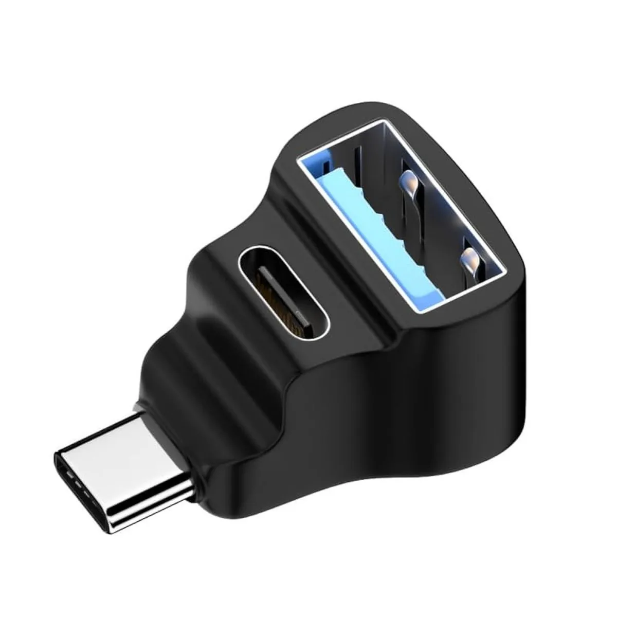 Vszerda Vszerda UC-068-AC-HX 10Gbps USB 3.0 Type-C Male to Dual Type-A &amp; Type-C Female Angled Adapter — product photo