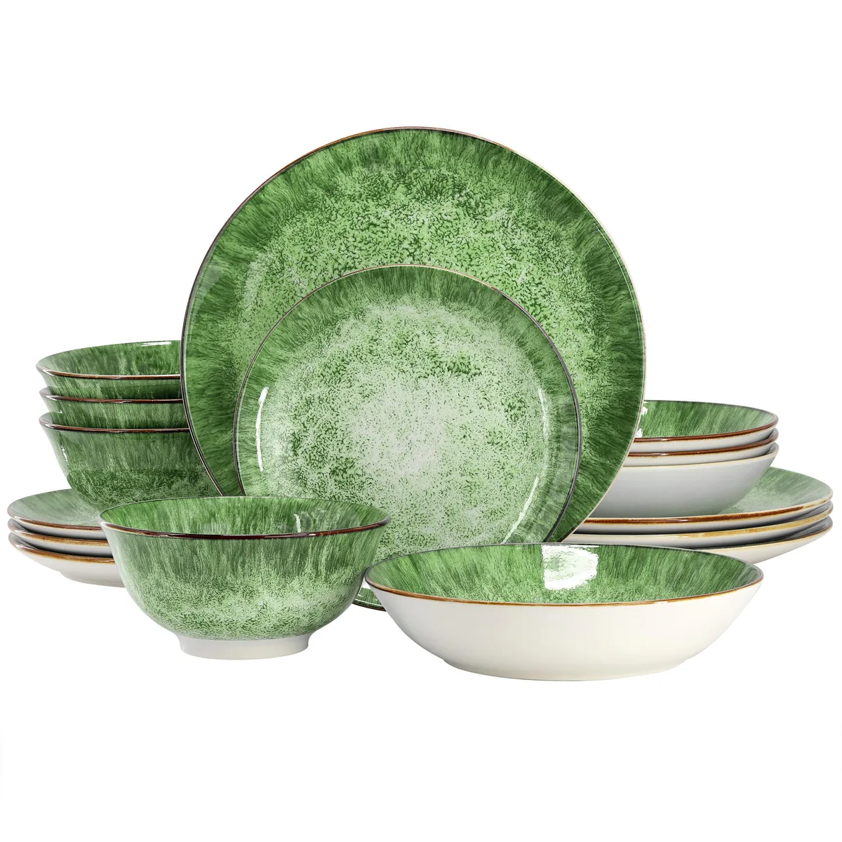 Elama Elama Oceanus 16 Piece Porcelain Dinnerware Set Green — product photo