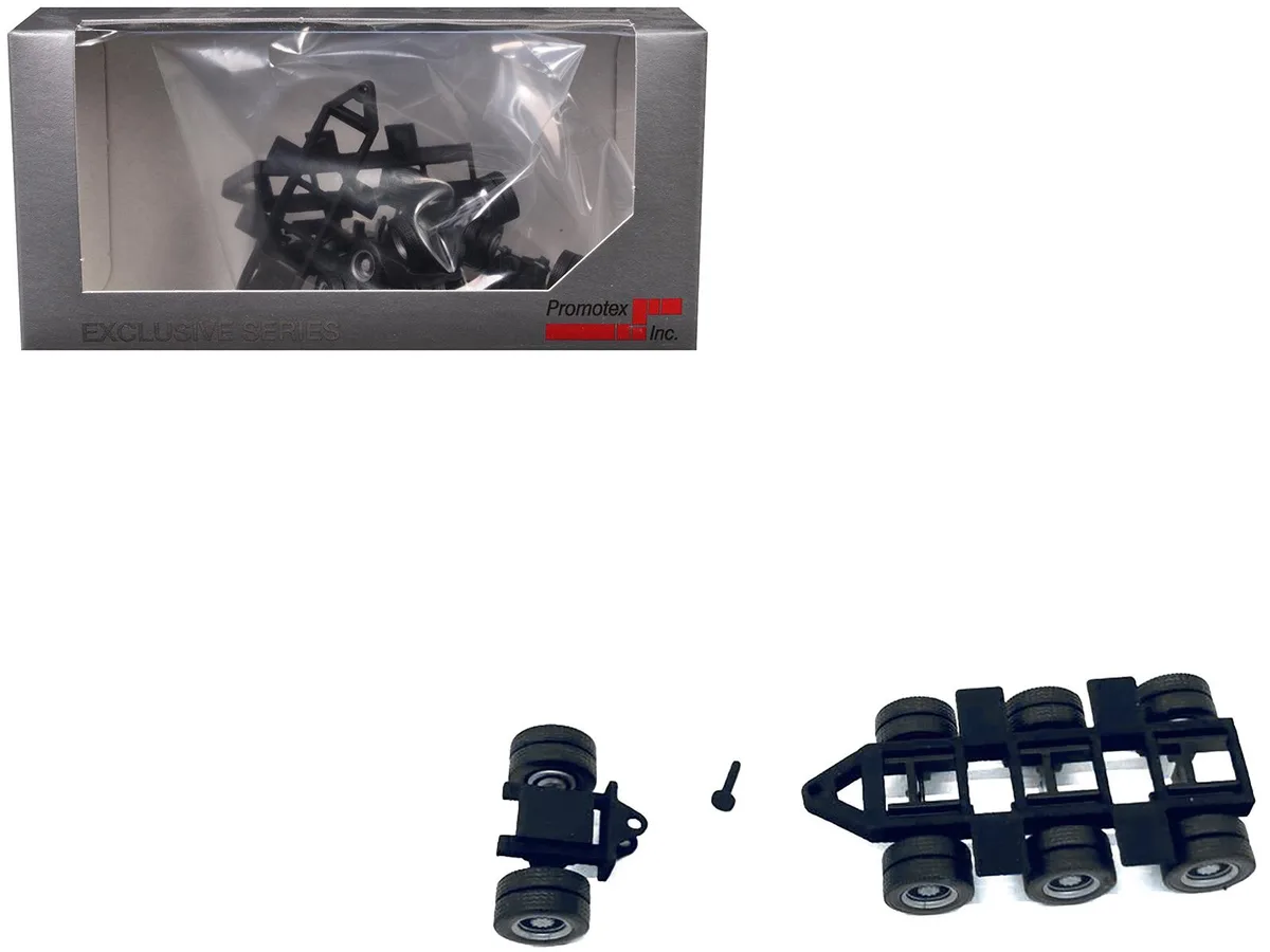 Promotex Promotex Lowboy Tri-Axle Booster Integrated Rear Axle 2 Sets 1/87 HO Plastic Model — product photo