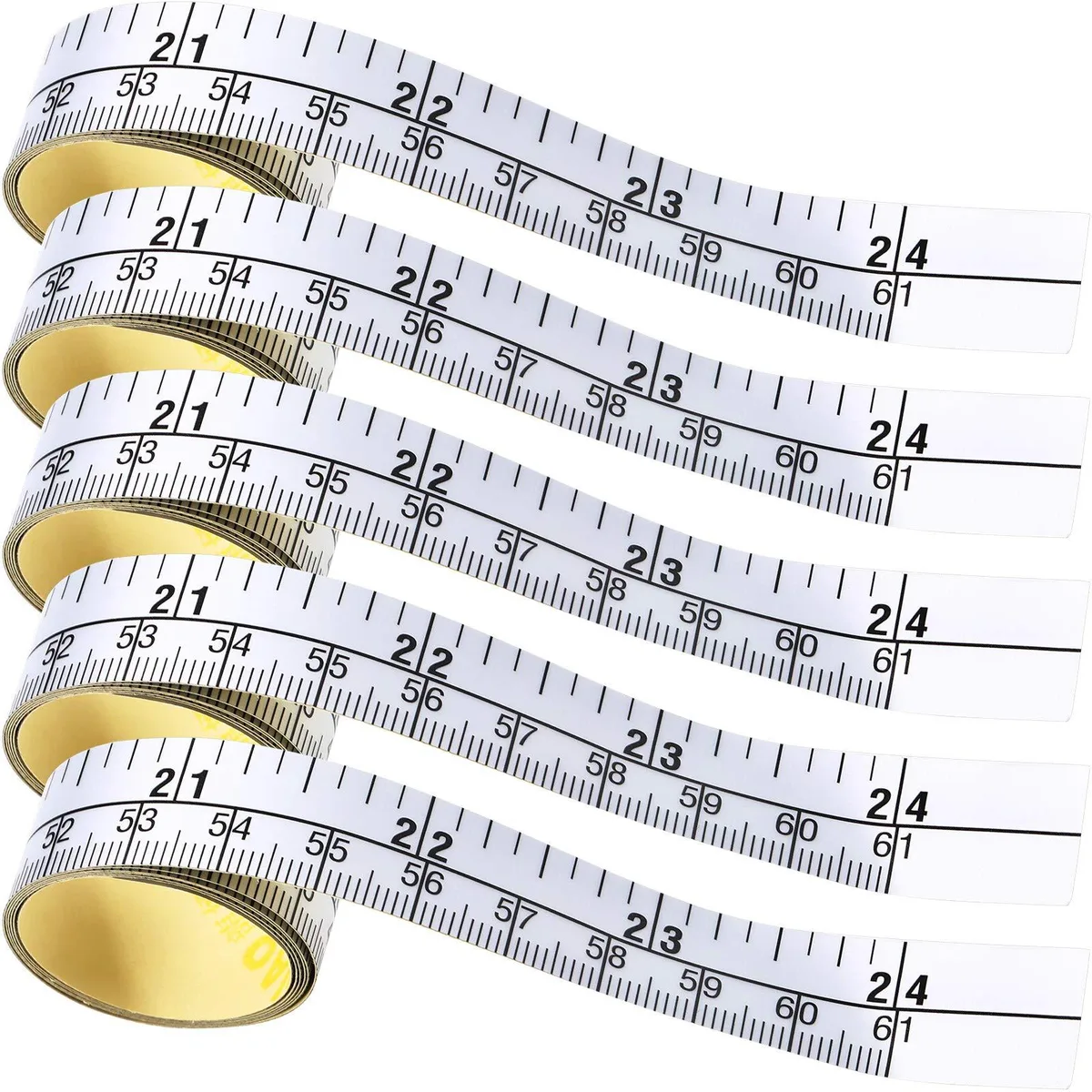 Five self-adhesive 24 inch 61 cm double-scale ruler tapes