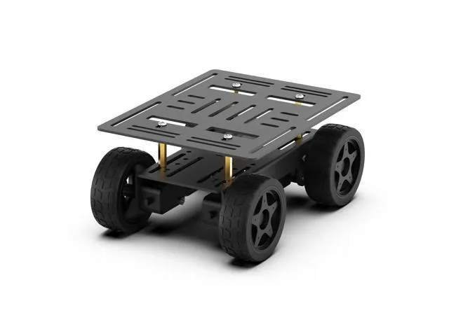 LORDWORLD LORDWORLD 4WD Smart Chassis Car Kit Black Unassembled 66mm Wheels 180x140x89mm 1500g Load — product photo