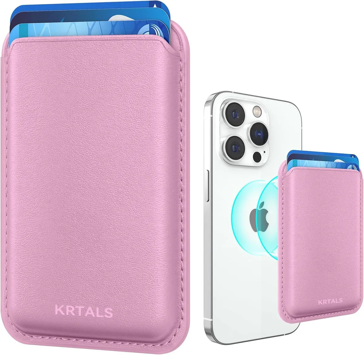  Krtals Magnetic Wallet Card Holder RFID Blocking Mag-Safe Pink — product photo