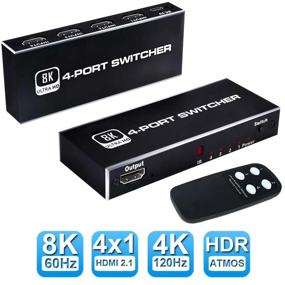 ESTONE ESTONE OZ8Q4 4-port HDMI 2.1 video switch 8K 60Hz 48Gbps — product photo