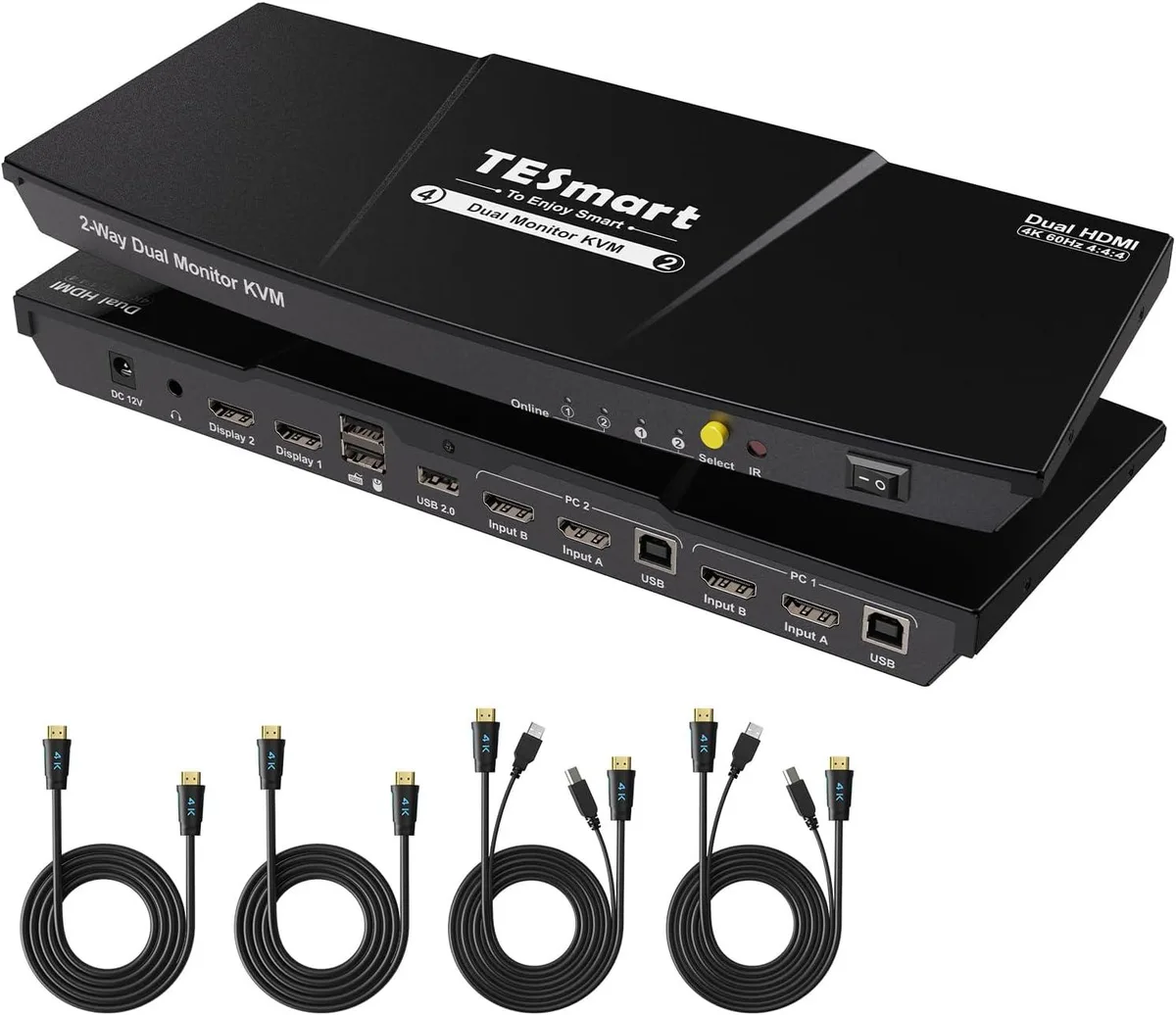 suranus suranus 2-Port HDMI KVM Switch Dual Monitor 4K 60Hz USB 2.0 — product photo
