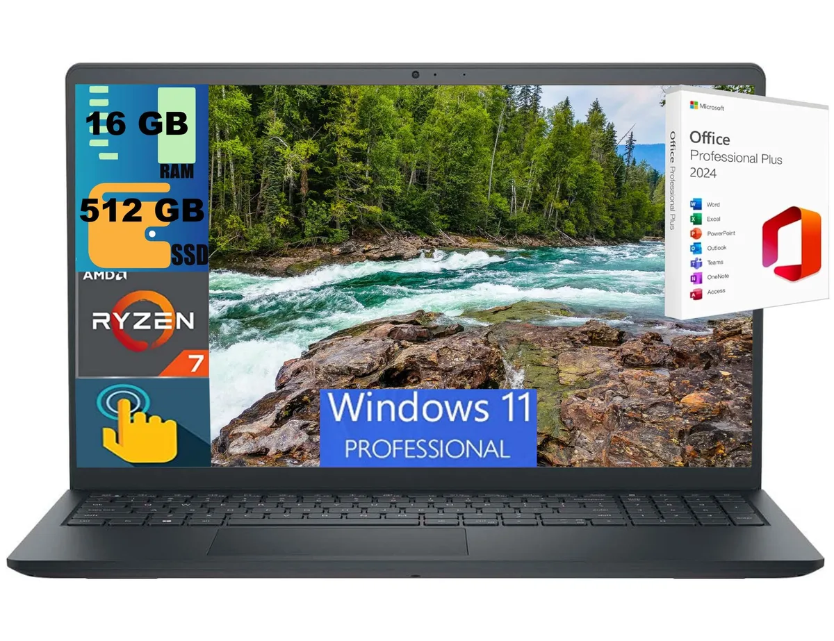 DELL DELL Inspiron 15 Ryzen 7 7730U 16GB 512GB 15.6" FHD Touch laptop — product photo