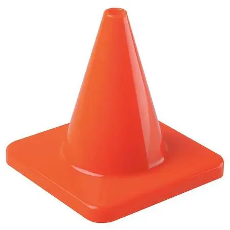 Orange PVC traffic cone, 12 inches tall, square base, no reflective striping
