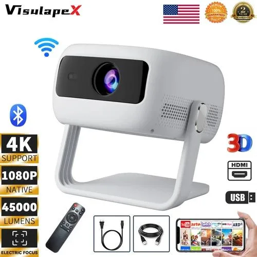 NShi NShi S3 Lite home theater projector 1080P 45000 Lumens 230" 360° stand WiFi 6 — product photo