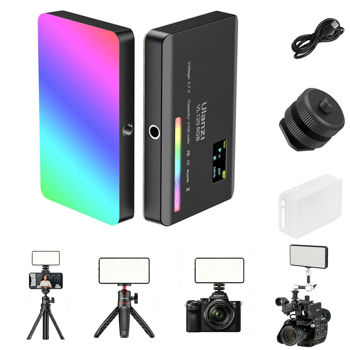  ULANZI VL120 RGB Video Light 2495 3100mAh 2500-9000K — product photo