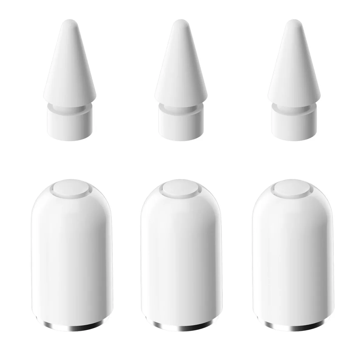  Xtreme Magnetic Replacement Cap &amp; Tips for Apple Pencil 1st Gen, 6 Pack, White — product photo