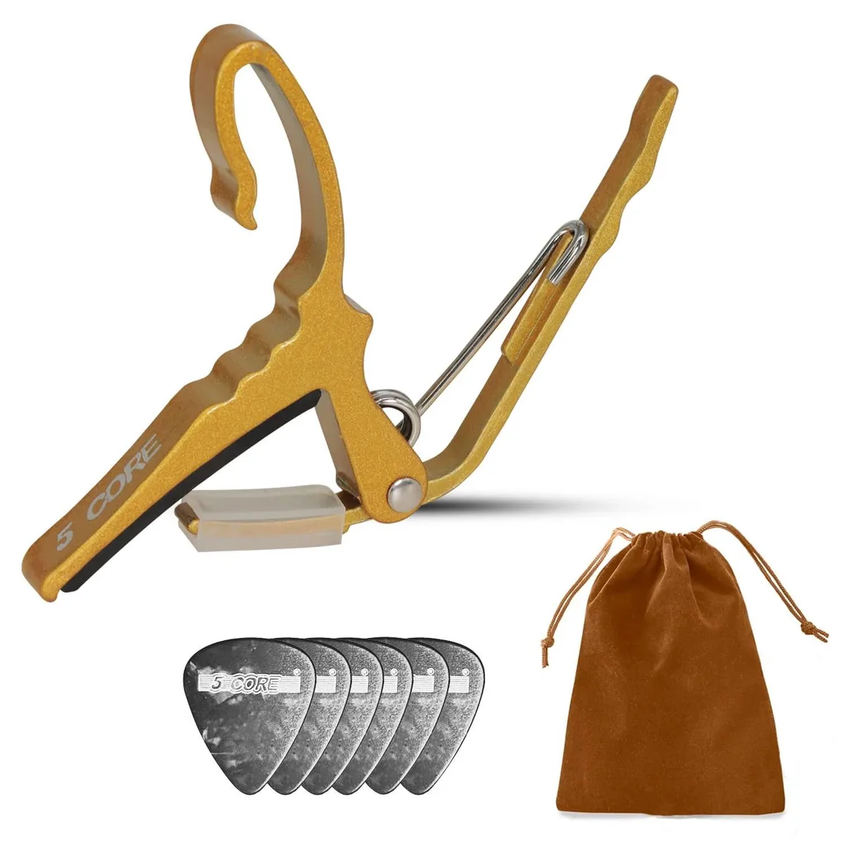 5 Core 5 Core CAPO AL YLW Capo for Acoustic Electric Guitar with Picks and Carry Bag — product photo