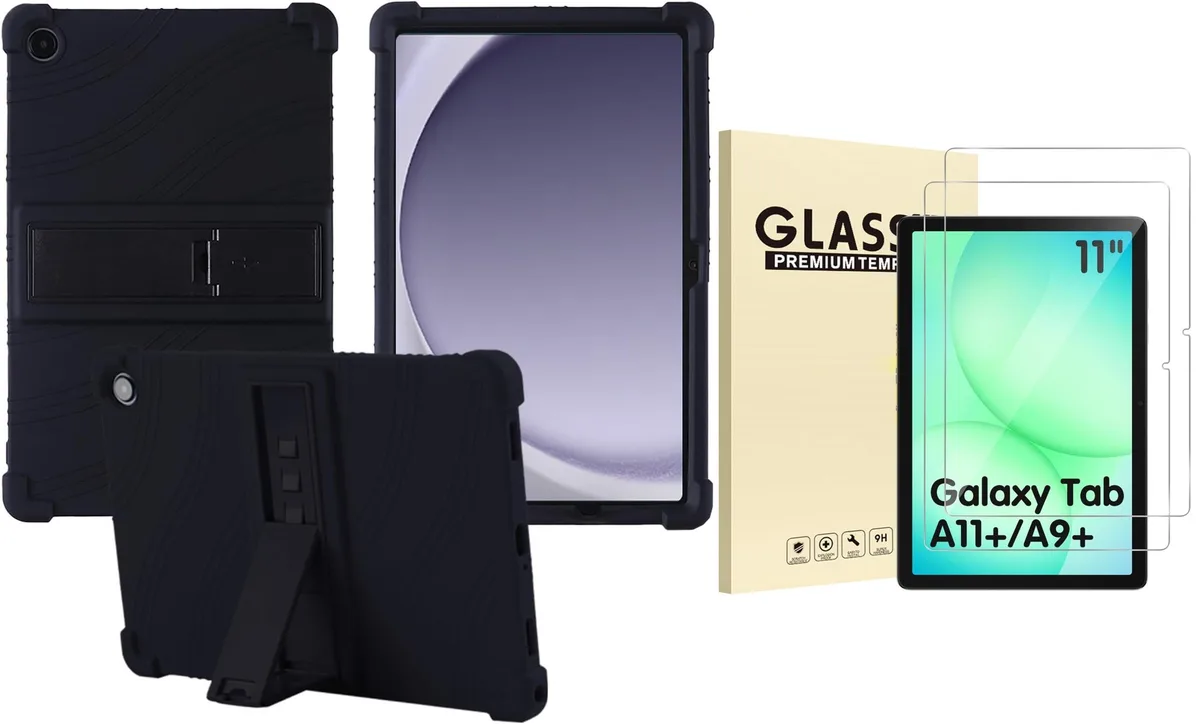 anicestore anicestore SM-X230/ 11" Silicone Case with Kickstand & 2 Glass Protectors (Black) — product photo
