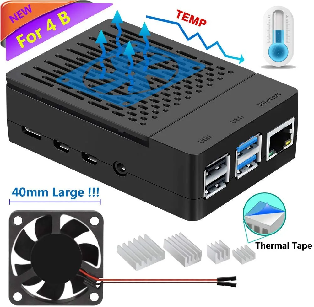 Werleo Werleo Raspberry Pi 4 Case with 40mm Fan Black — product photo