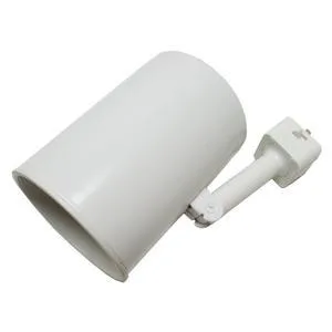 White steel cylinder track head with black baffle, PAR20 compatible