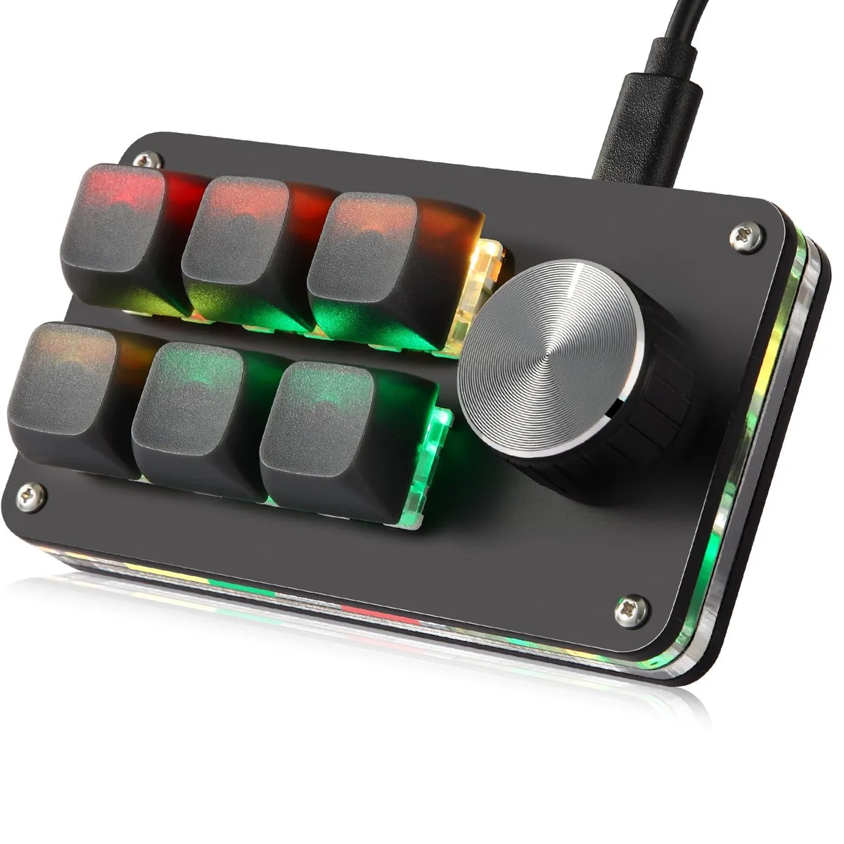  Koolertron Macro Programmable Keypad 6 Keys 1 Knob Blue Switch Hot Swappable RGB Black — product photo