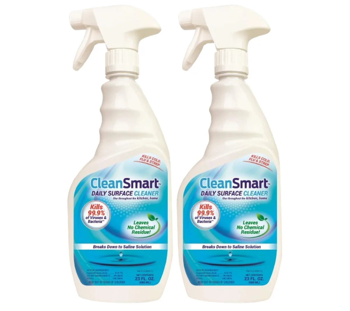 Two 23oz spray bottles of clear liquid cleaner