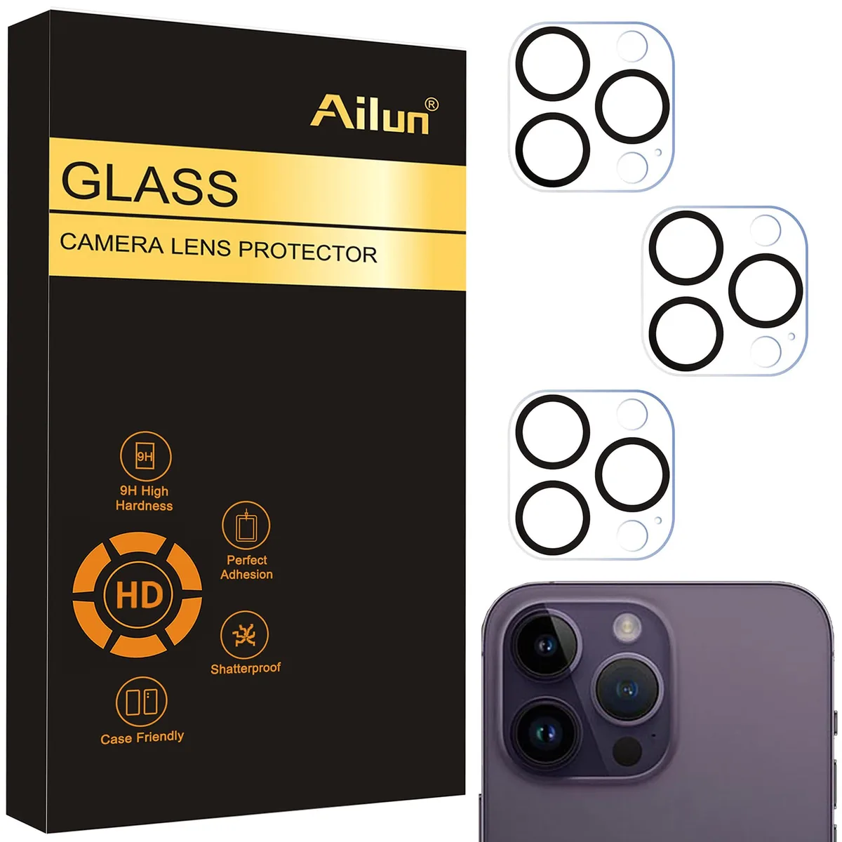  Ailun 3-Pack Camera Lens Protector for iPhone 16 Pro/Max &amp; 14 Pro/Max — product photo