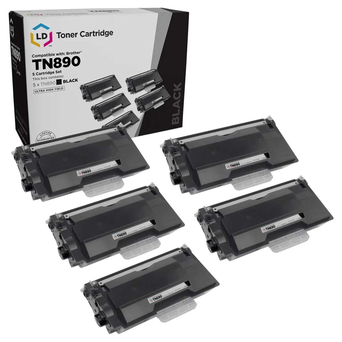 LD Products LD Products Compatible Toner Cartridge for Brother TN890 Ultra High Yield Black 5-Pack — product photo