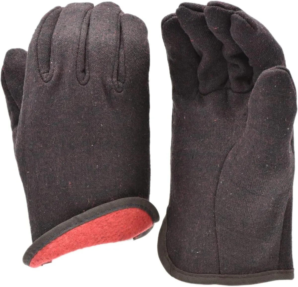 G & F Products G & F Products Brown Jersey Winter Work Gloves Red Fleece Lining Large — product photo