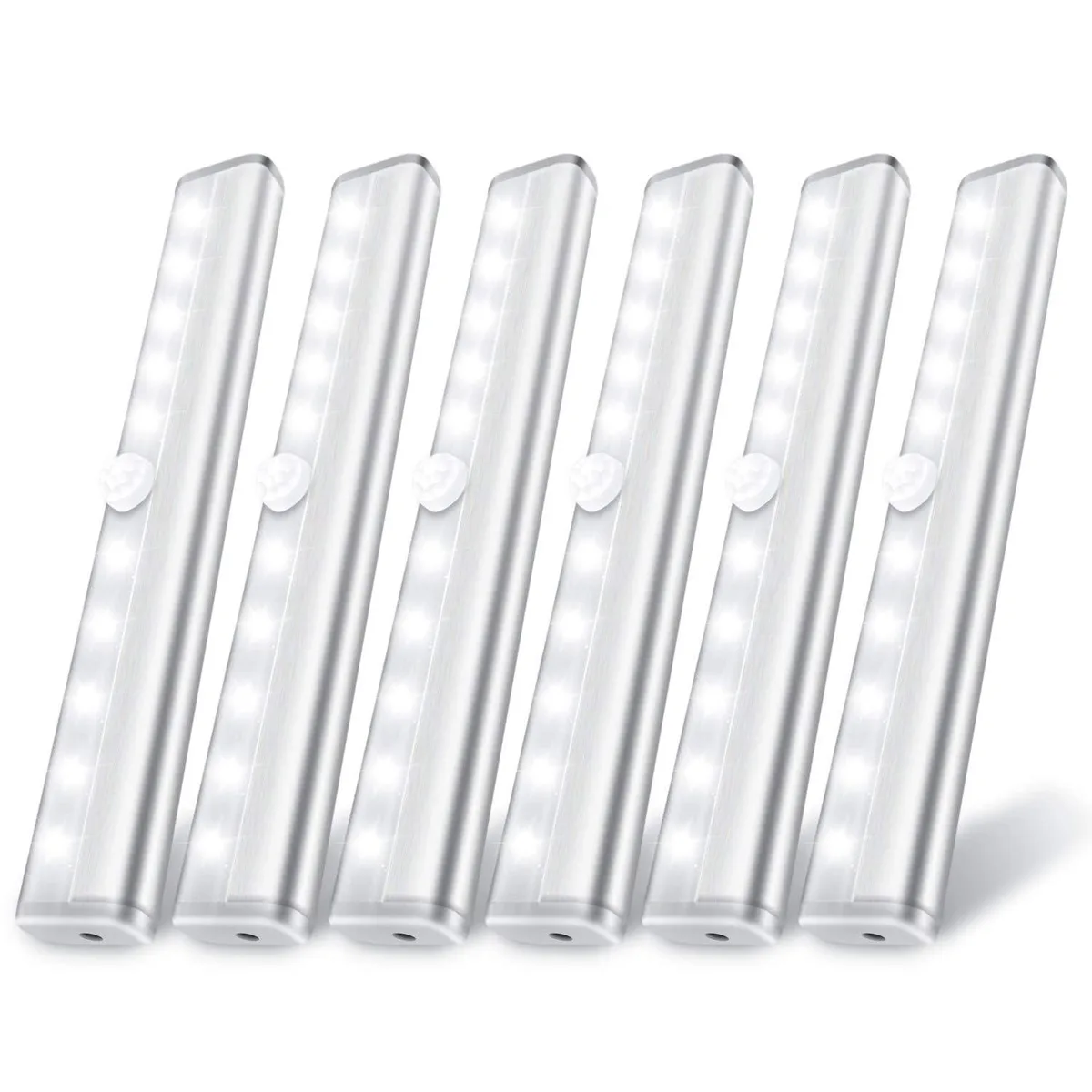 Six slim white LED bars with frosted covers and magnetic backing