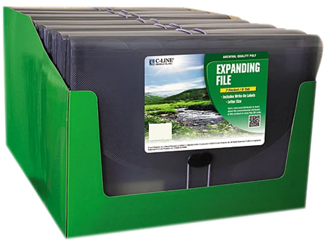 Smoke expanding file folder with seven pockets and elastic button closure