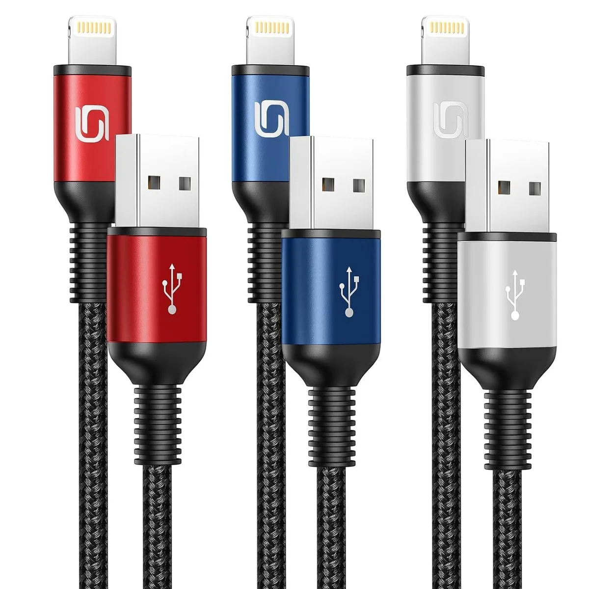 Kootion Kootion 3-Pack 3 ft USB-A to Lightning Cable 2.4 A 480 Mbps MFi Certified Nylon Braided — product photo