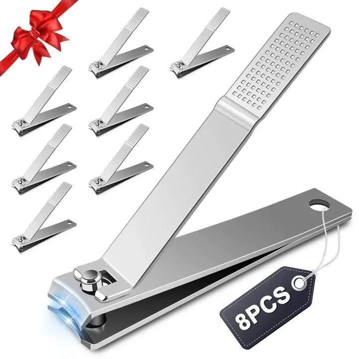 HOFASON 8 Pcs Curved Nail Clippers Stainless Steel Silver — product photo