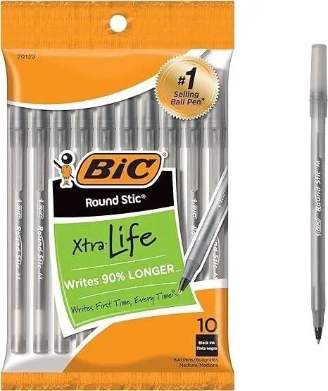 Box of 120 black ballpoint pens with tungsten carbide tips