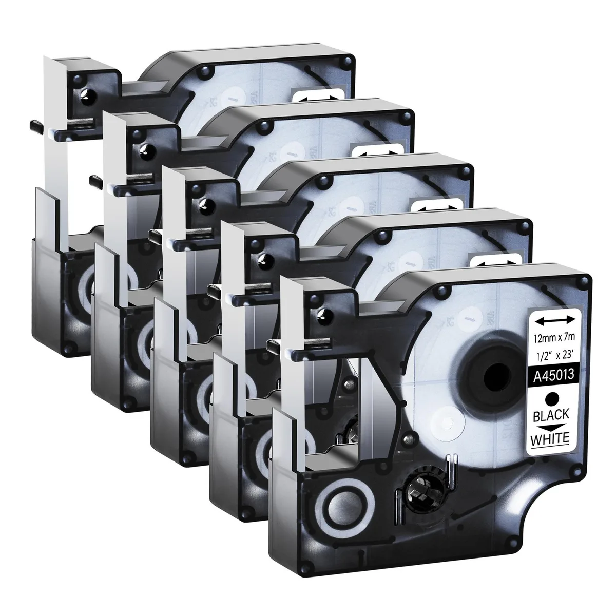 GREENCYCLE GREENCYCLE D1 Label Tape 5 Pack 12mm x 23ft Black on White 45013 S0720530 — product photo