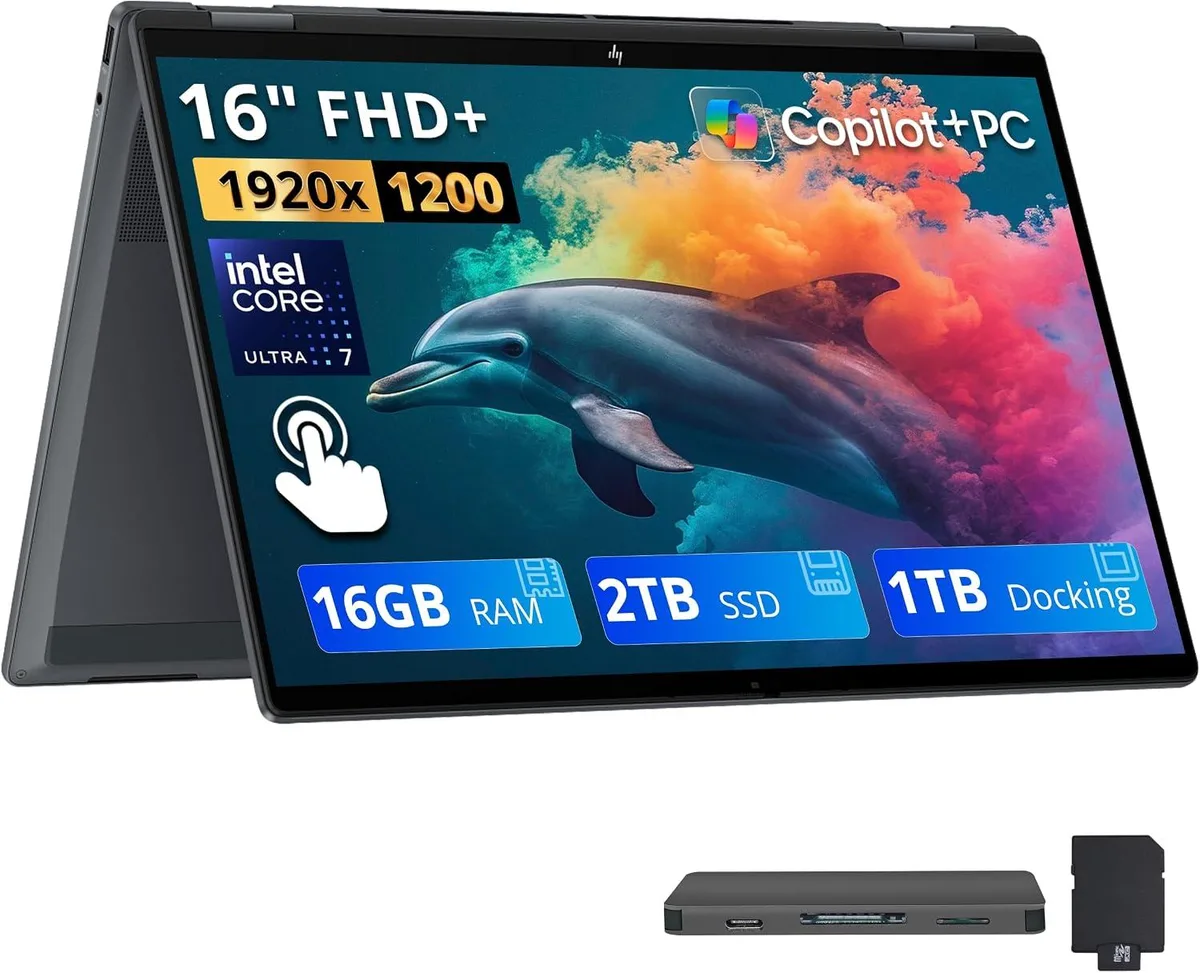 HP HP OmniBook X Flip 16" 2-in-1 Laptop Core Ultra 7 256V 16GB 2TB Gray — product photo