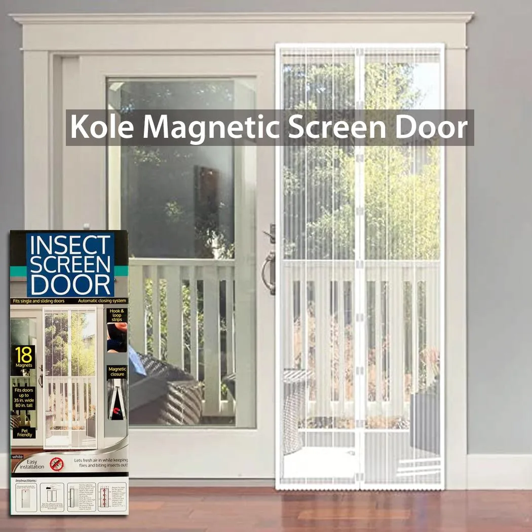 Kole Imports Kole Imports OF984 Magnetic Screen Door White 80" x 35" 18 Magnets — product photo