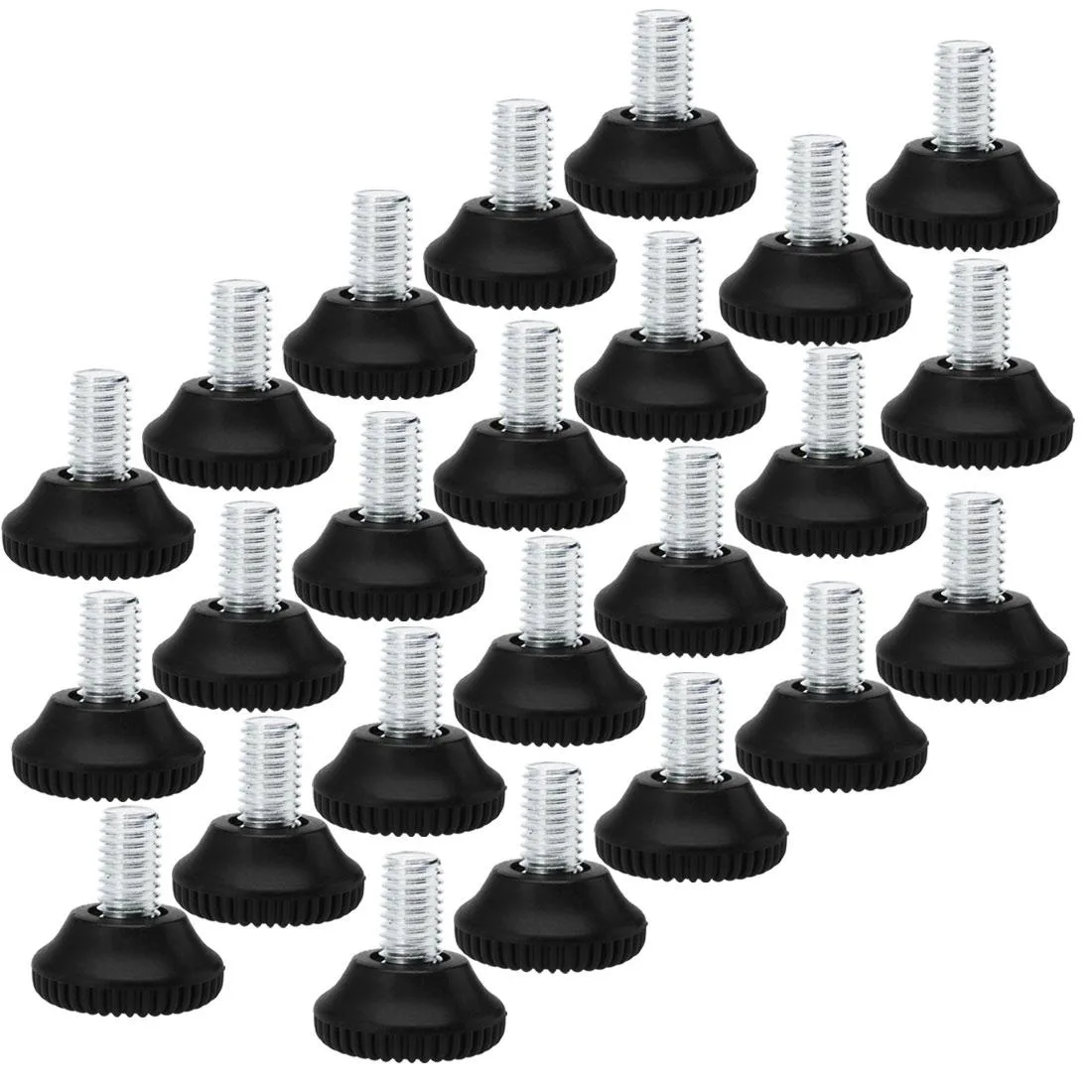 Bag of 24 M10 adjustable leveling feet with plastic bases