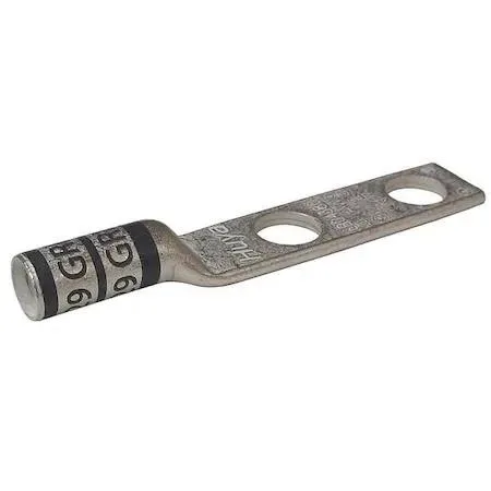 Copper two-hole compression lug, long barrel, grey finish