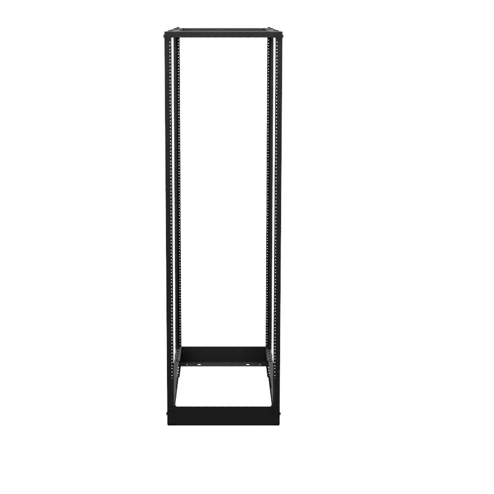 Black open-frame 37U server rack, adjustable depth 22 to 40 inches, 14 gauge steel, 20.3 wide by 70 high