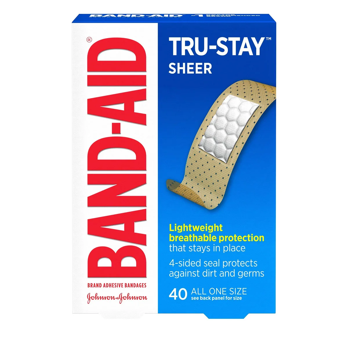  Band-Aid Tru-Stay Sheer Strips Adhesive Bandages First Aid 40 ct — product photo