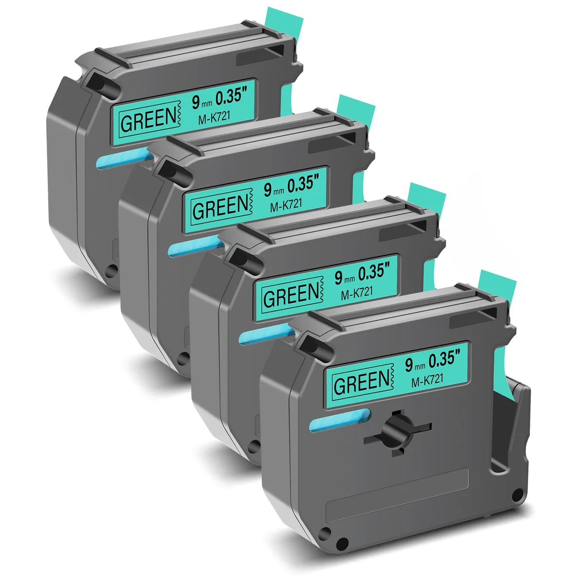 GREENCYCLE GREENCYCLE MK-721 9mm × 8m Black on Green Label Tape 4 Pack — product photo