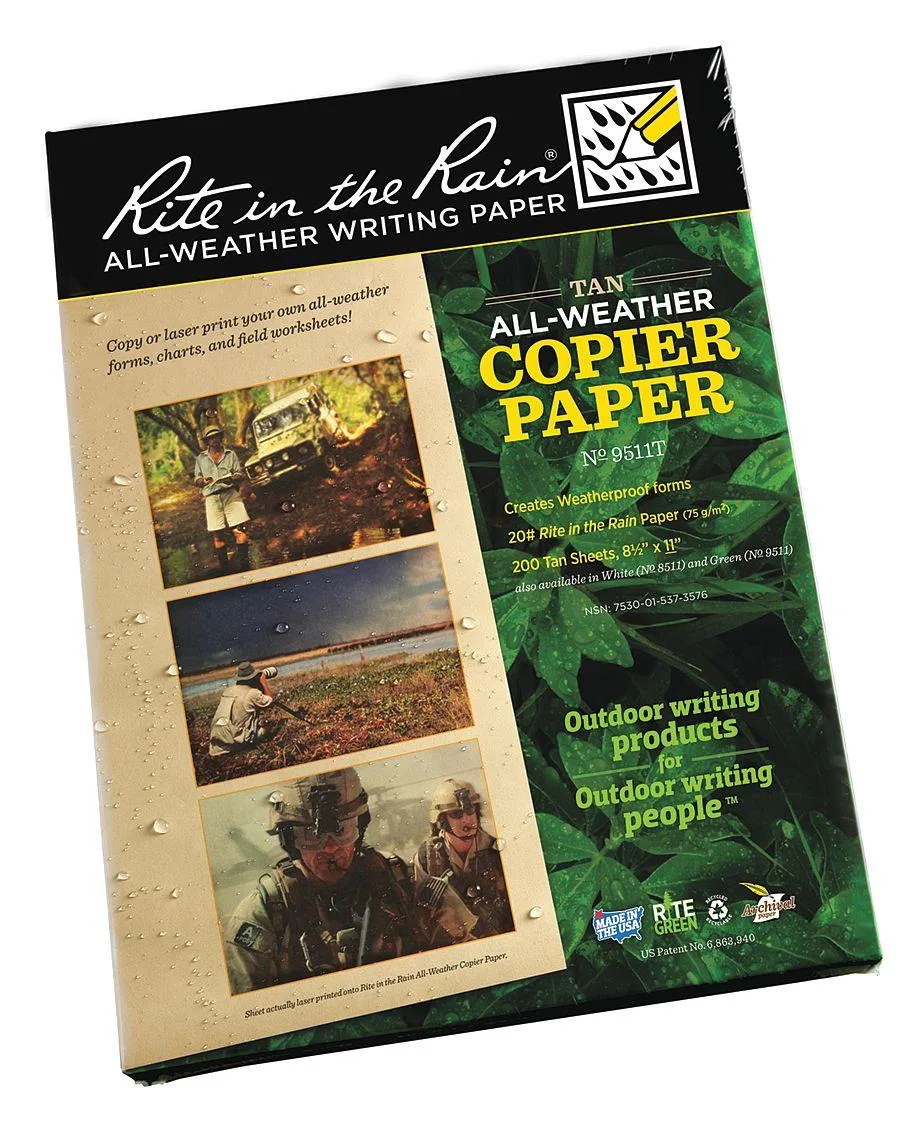 RITE IN THE RAIN RITE IN THE RAIN 9511T Waterproof Laser Paper Tan 200 Sheets — product photo