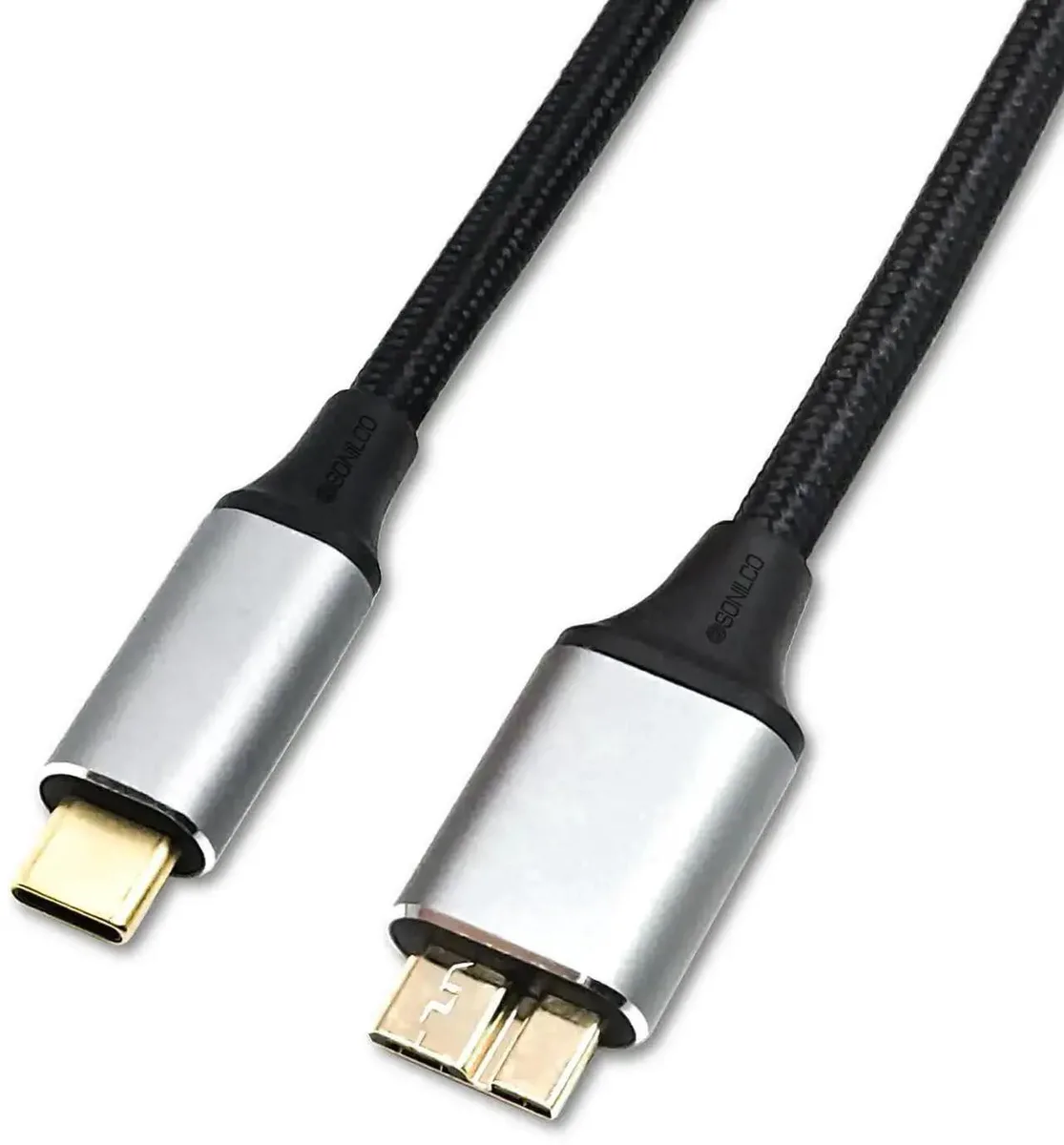 SMUGDESK SMUGDESK USB Micro B to USB-C Cable 10Gbps 3A .5m Black Braided — product photo