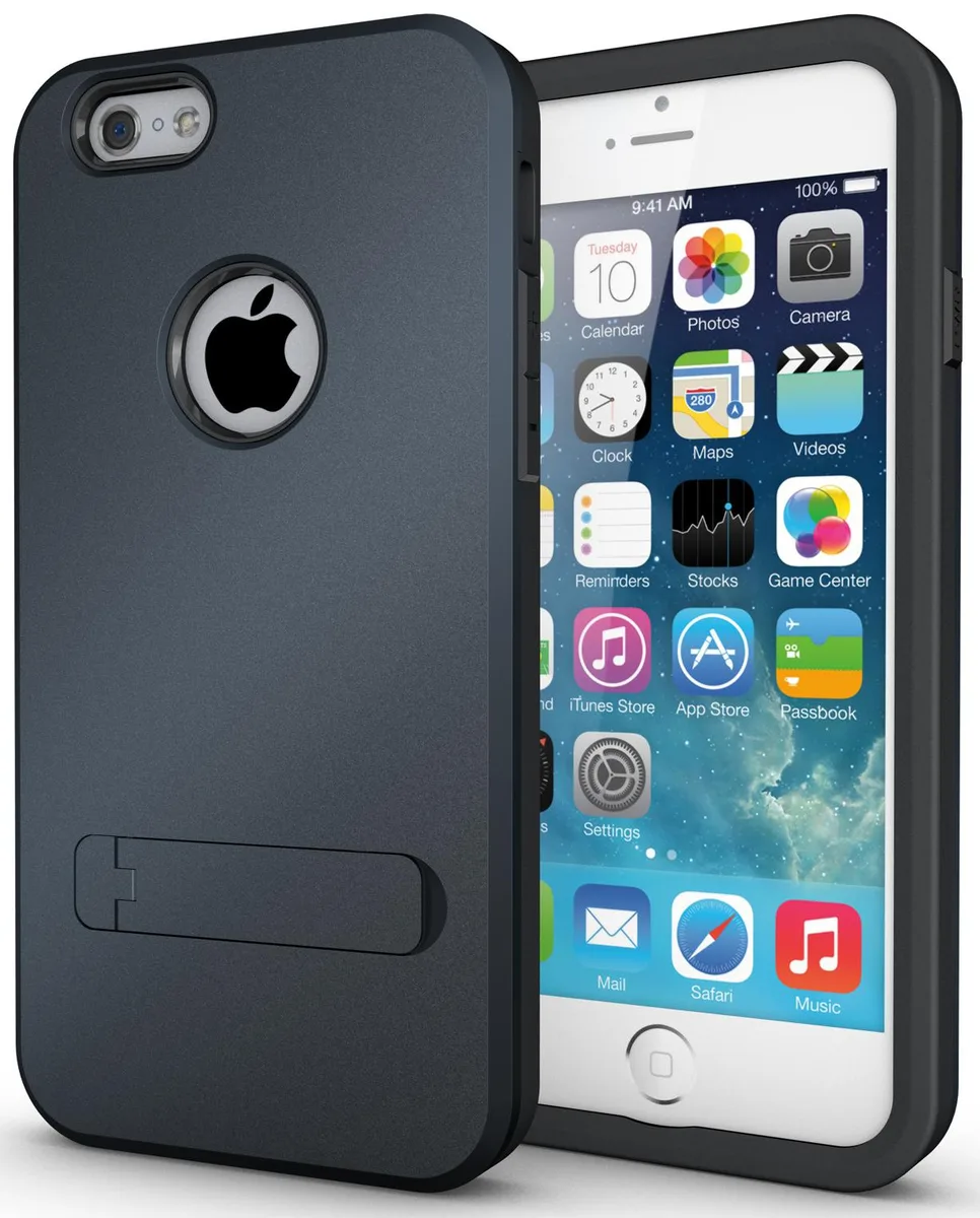 Nakedcellphone Nakedcellphone Tough-Shield Hybrid Case with Stand Slate for iPhone 6 4.7 — product photo
