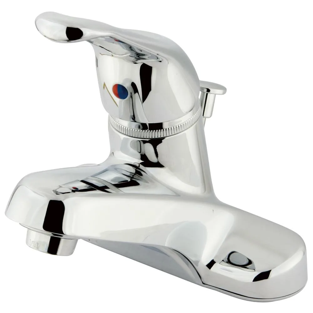Chrome single-loop handle centerset lavatory faucet with brass body and pop-up drain