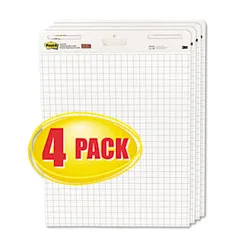 3M 3M 560VAD4PK self-stick easel pad, quad rule, 25 x 30, white, 4 pads of 30 sheets — product photo