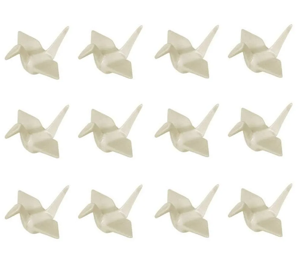 White porcelain crane chopstick rests, twelve pieces