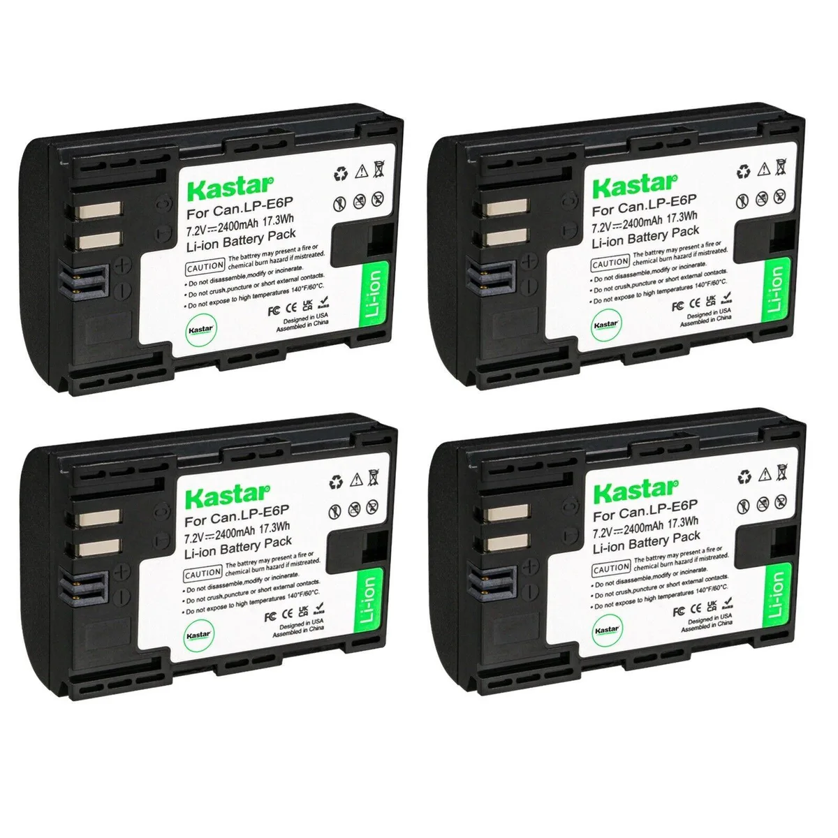 Kastar Kastar LP-E6P 4-Pack 2400mAh 17.3Wh camera battery — product photo