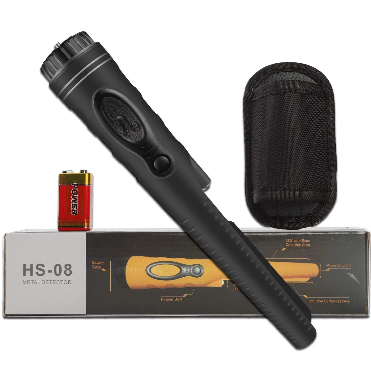  Pudibe Fully Waterproof Pinpointer Metal Detector Three Mode 360° Detection IP66 20ft 48h Orange — product photo