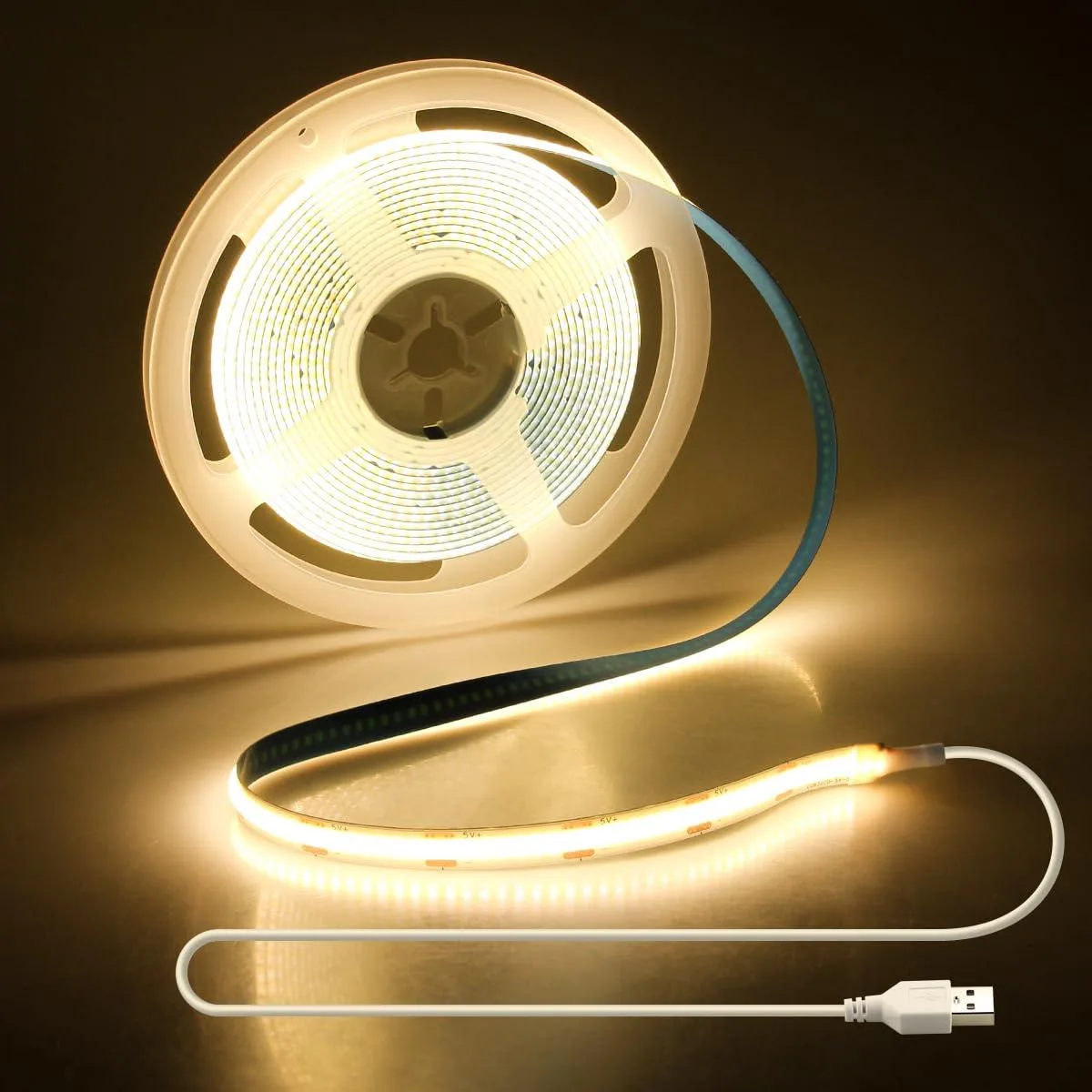  Aclorol 13.12FT USB COB LED Strip 320LEDs/M 3000K 8MM — product photo