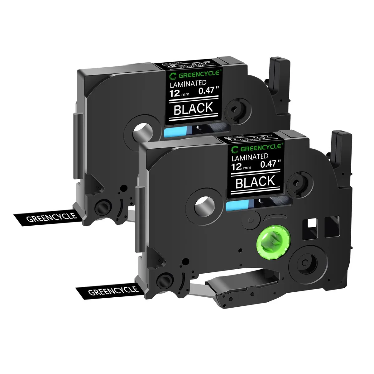 GREENCYCLE GREENCYCLE TZe-335 12mm White on Black Laminated Tape 2 Pack — product photo