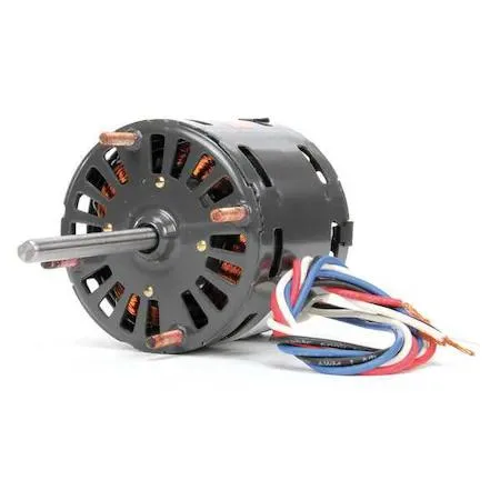 Small cylindrical motor with open frame and visible windings