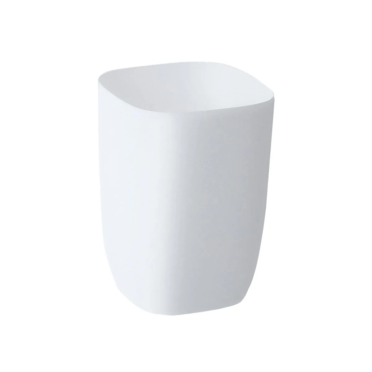 White polypropylene trash can, square profile, matte finish, 19.5 by 28 cm