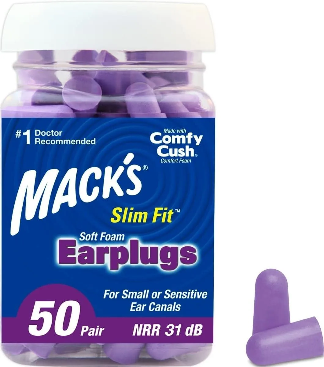 Mack's 9150 Slim Fit Foam Earplugs 50 Pair Purple 31dB — product photo