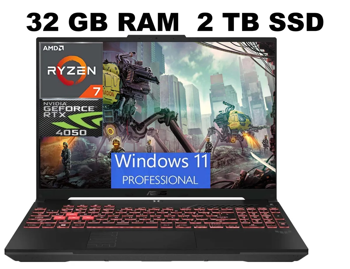 ASUS ASUS TUF A16 gaming laptop Ryzen 7 7445HS RTX 4050 32GB 2TB 16 FHD+ 1920 1200 144Hz Wi-Fi 6 Pro — product photo