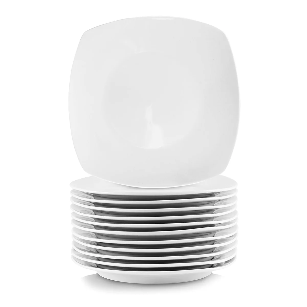 Elama Elama 12 Piece Square Porcelain Dinner Plates White — product photo